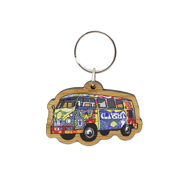 Light Bus Bamboo Keychain