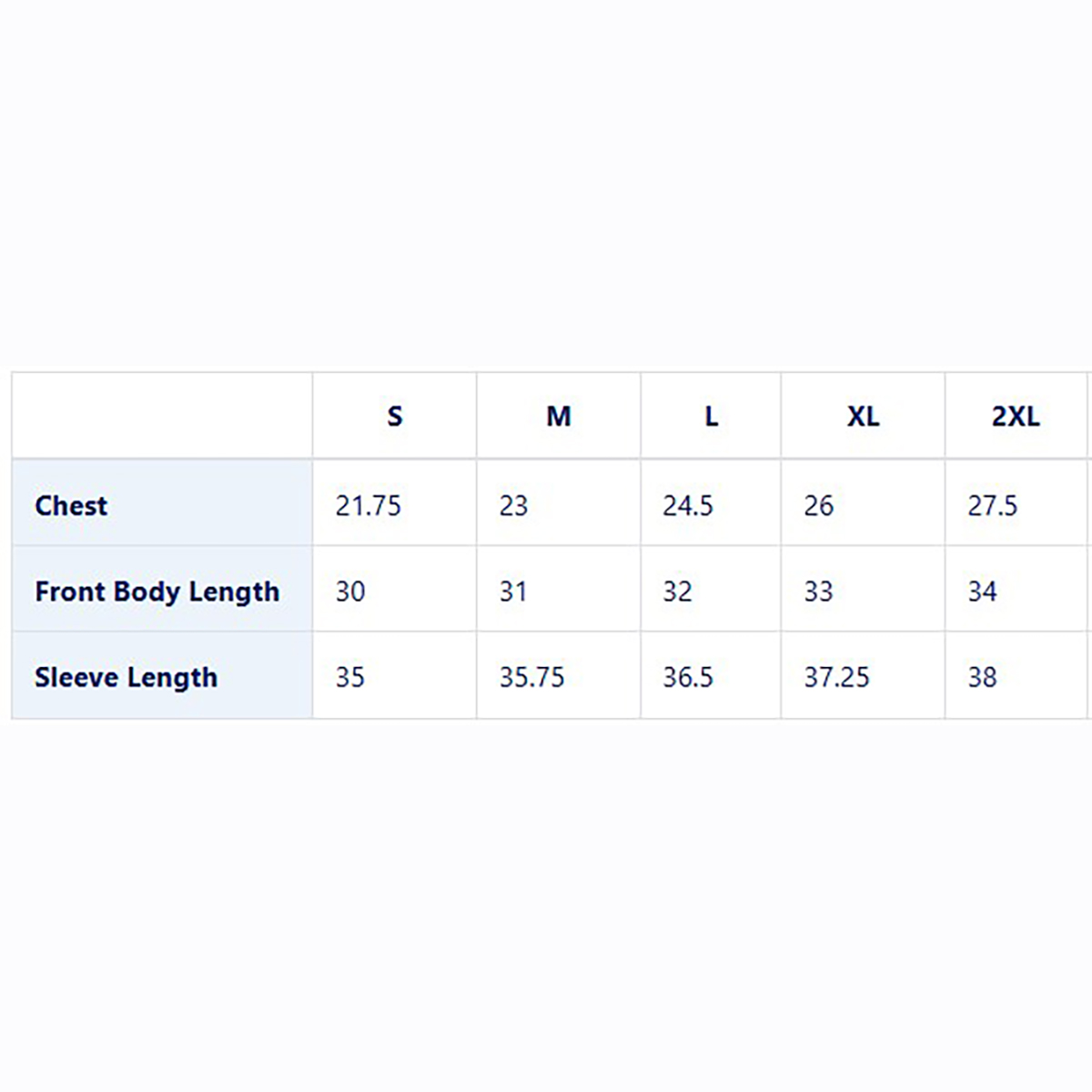 size chart image