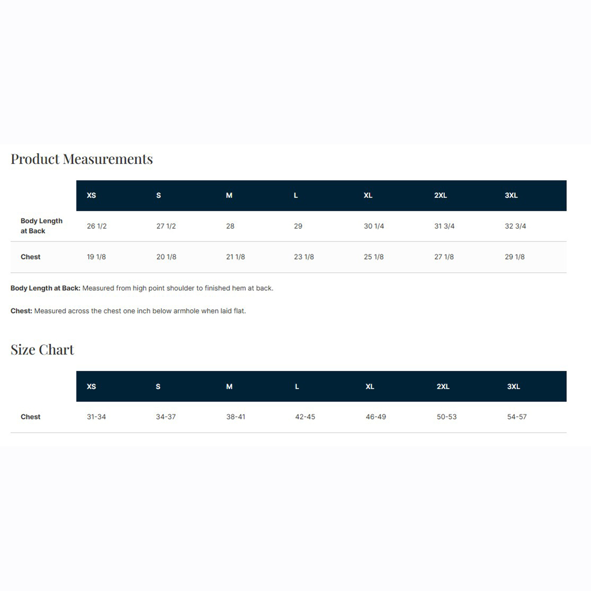 size chart image